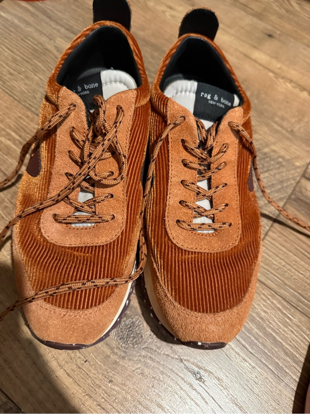 rag & bone women’s Rust/Tan Corduroy & Suede Sneakers